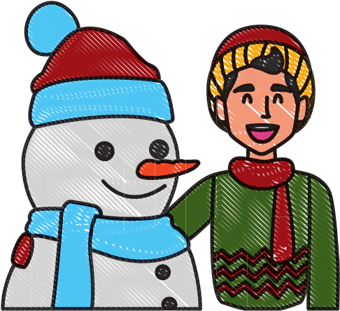 Snowman With Boy Winter Cartoon - Snowman With Boy Winter Cartoon - Transparent PNG Free Download | PNGio
