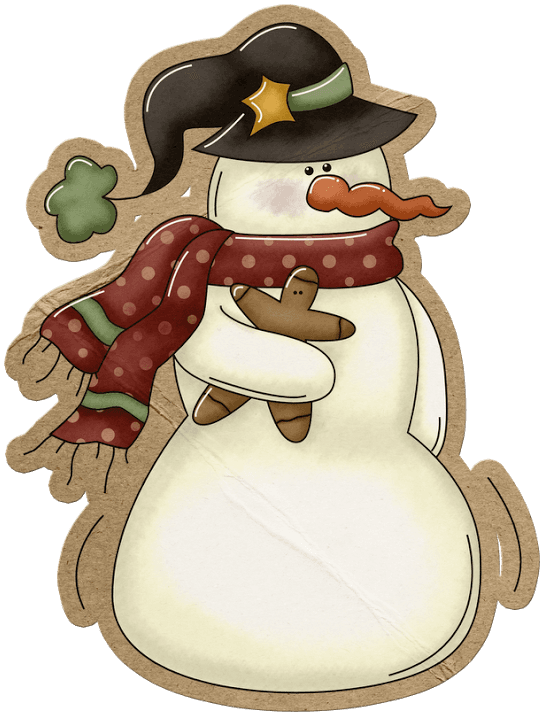Primitive Snowman And Gingerbread * - Merry Christmas Rectangle Magnet - Transparent PNG Free Download | PNGio