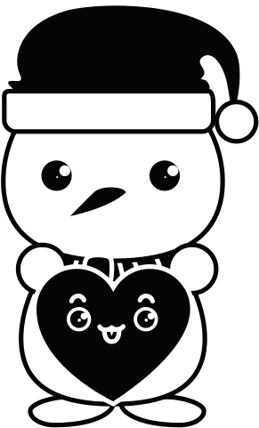 Snowman With Christmas Hat And Heart Kawaii Character - Muñeco De Nieve Kawaii - Transparent PNG Free Download | PNGio