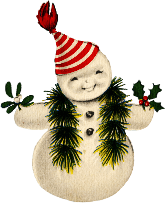 Vintage Snowman - Transparent PNG Free Download | PNGio