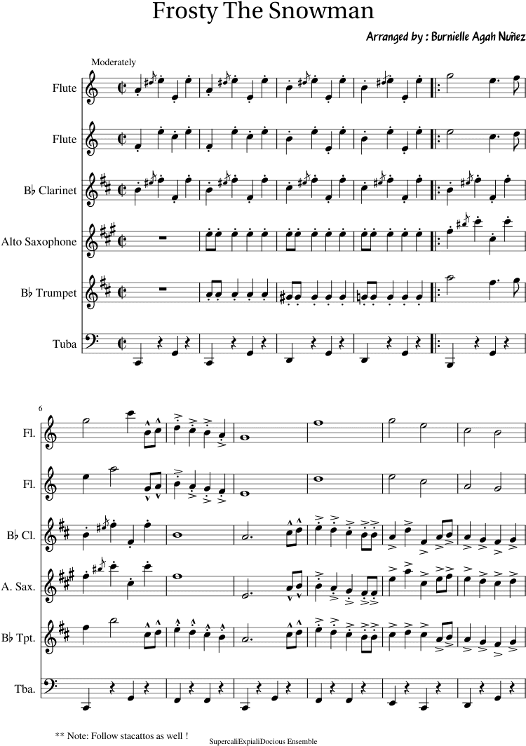 Frosty The Snowman Sheet Music Composed By Arranged - Alto Sax Frosty The Snowman - Transparent PNG Free Download | PNGio