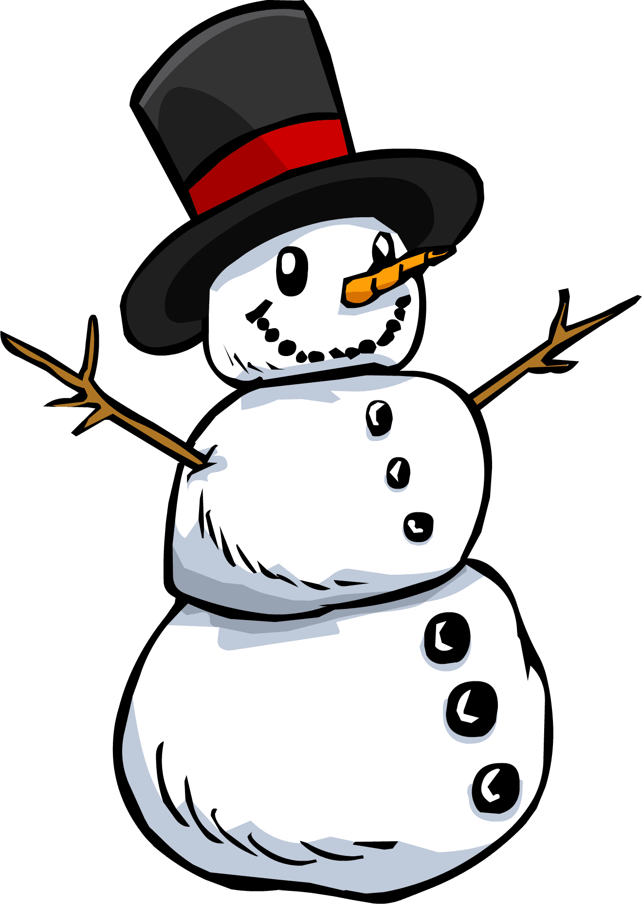 Snowman - Png - Snowman With Top Hat - Transparent PNG Free Download | PNGio