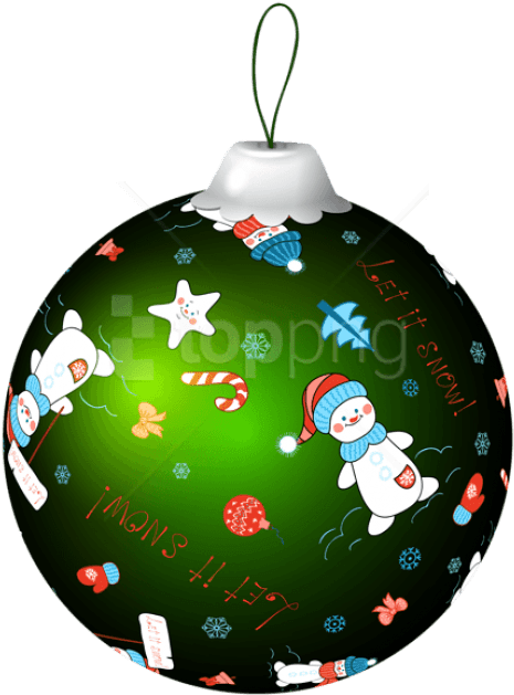Green Christmas Ball With Snowman Png Clip Art Image - Green Christmas Balls Png - Transparent PNG Free Download | PNGio