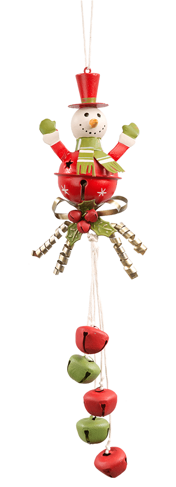 Snowman With Jingle Bells - Christmas Ornament - Transparent PNG Free Download | PNGio