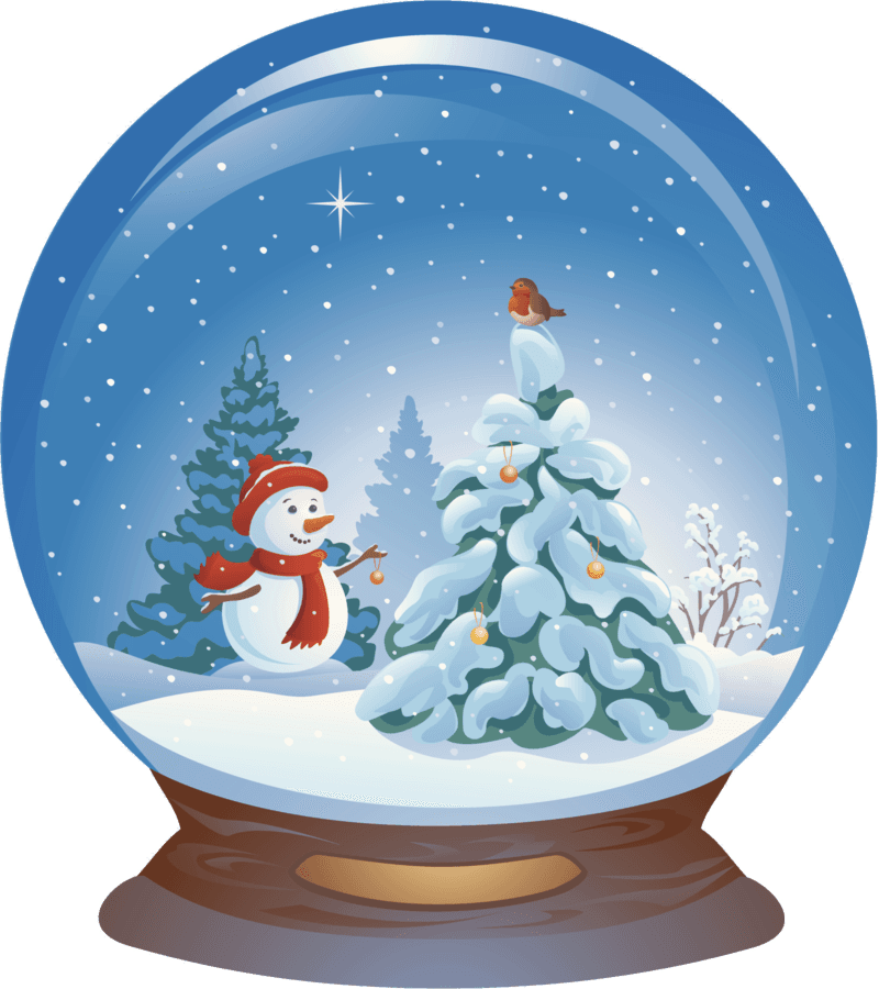 Snowman Blue Ball Claus Illustration Crystal Santa - Christmas Tree Snow Globe Clipart - Transparent PNG Free Download | PNGio