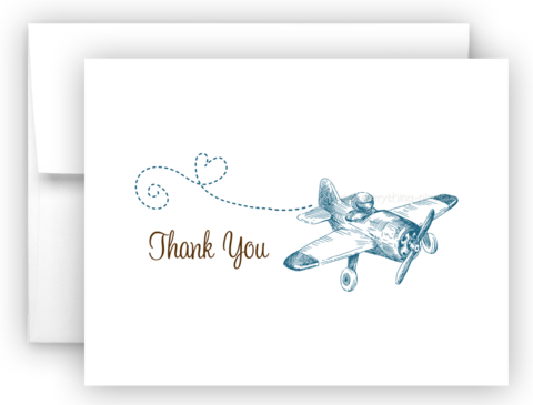 Vintage Airplane Printed Thank You Cards • Folded Flat - Baby Shower - Free Transparent PNG Clipart Images Download. - Airplane Transparent PNG Free Download