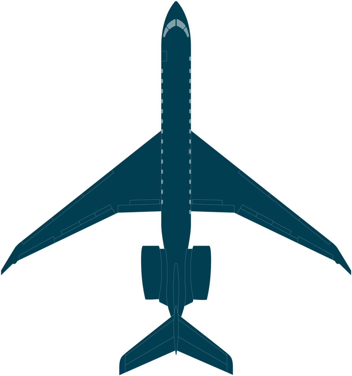Clip Art Black And White Stock Airplane Side View Clipart - Global 7000 Top View - Free Transparent PNG Clipart Images Download. - Airplane Transparent PNG Free Download