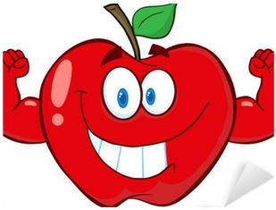 Apple Cartoon Mascot Character With Muscle Arms Sticker - Cartoon Apples - Free Transparent PNG Clipart Images Download. - Apple Transparent PNG Free Download