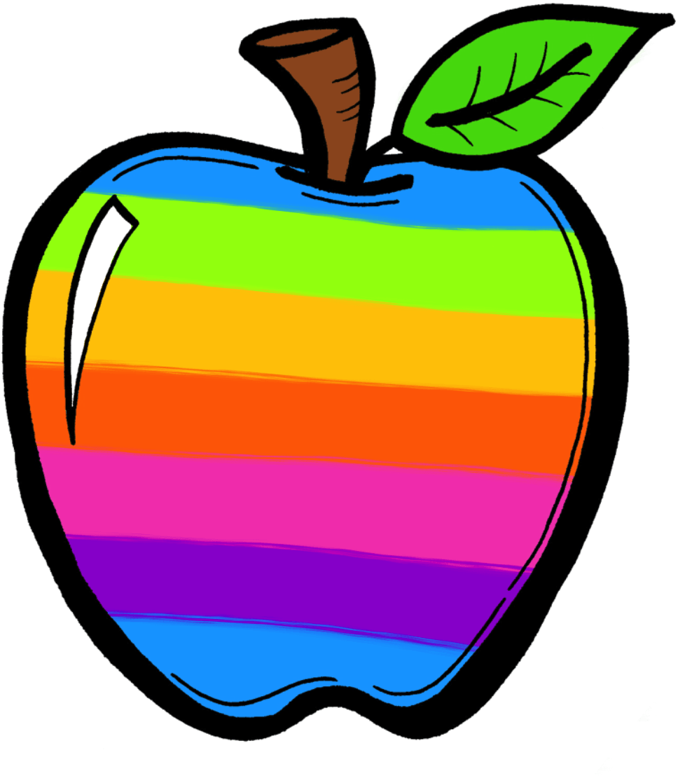 Crayon Clip Art Black And White Free Clipart Image - Rainbow Apple - Free Transparent PNG Clipart Images Download. - Apple Transparent PNG Free Download