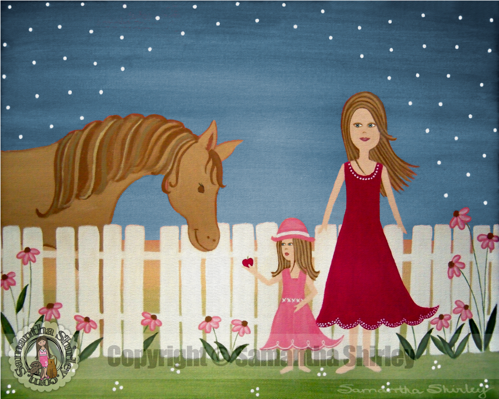 Kids Art Print Of Mother Daughter Horse Painting - Child Transparent PNG - 1000x1000 - Free Download on - Apple Transparent PNG Free Download