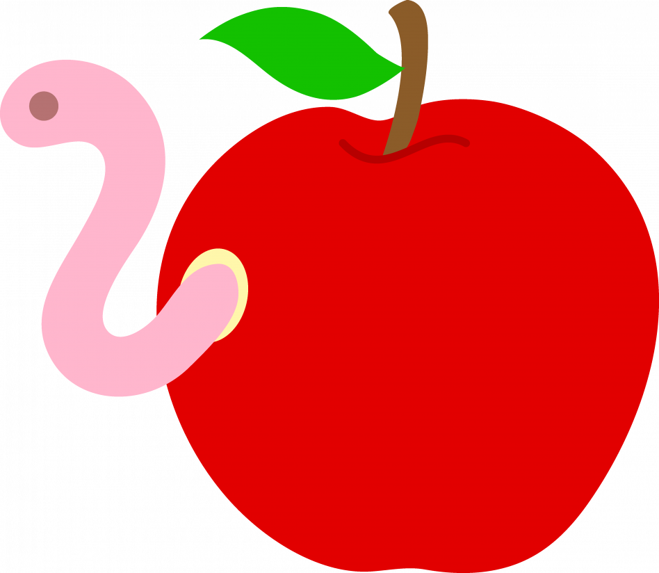 Worm Inside Apple Clip Art In An Kids Song Print Out - Apple With Worm Cartoon - Free Transparent PNG Clipart Images Download. - Apple Transparent PNG Free Download
