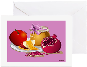 This Colorful Jewish New Year Card Pictures Three Rosh - Greeting Card - Free Transparent PNG Clipart Images Download. - Apple Transparent PNG Free Download