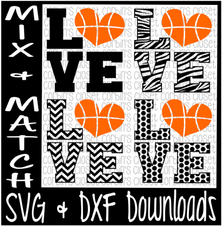Love Heart Basketball Mix & Match Cutting File By Corbins - Poster - Free Transparent PNG Clipart Images Download. - Basketball Transparent PNG Free Download