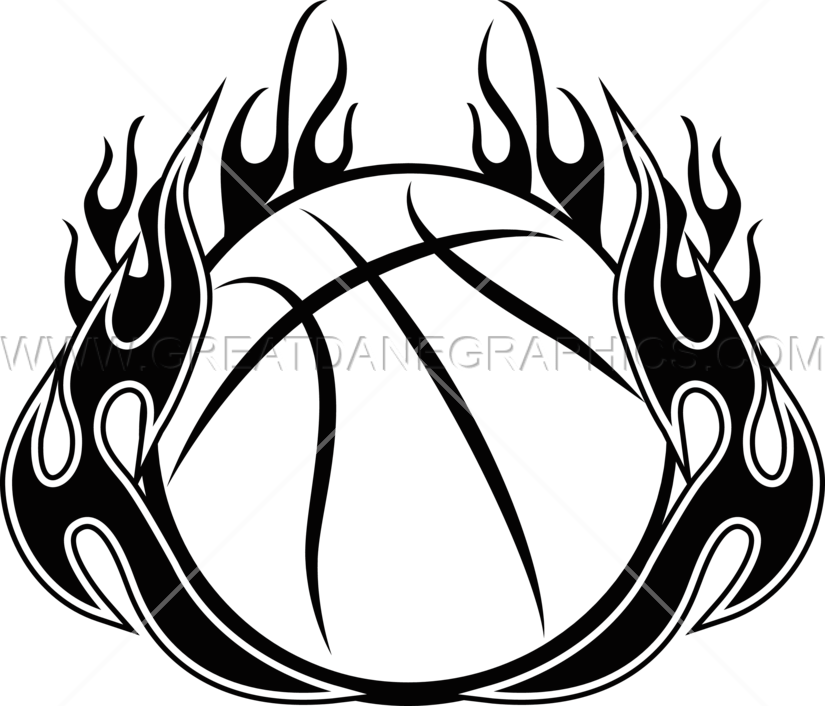 Basketball Ball In Fire Vector Clipart - Black And White Flame Basketball - Free Transparent PNG Clipart Images Download. - Basketball Transparent PNG Free Download