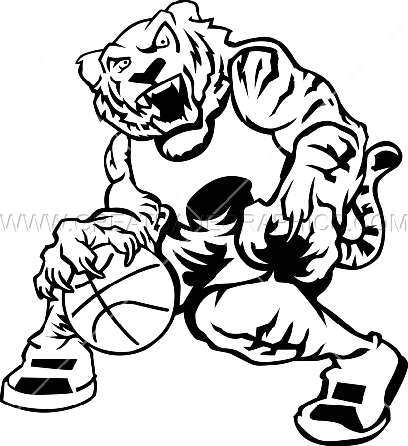 Jpg Black And White Production Ready Artwork For T - Tiger With Basketball Clipart Black And White - Free Transparent PNG Clipart Images Download. - Basketball Transparent PNG Free Download