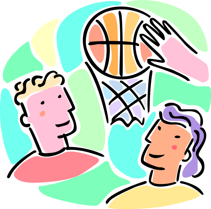 Vector Illustration Of Boys And Girls Play Basketball - Vector Illustration Of Boys And Girls Play Basketball - Free Transparent PNG Clipart Images Download. - Basketball Transparent PNG Free Download