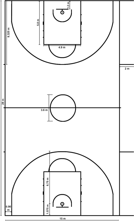 Basketball Court Measurements - Basketball Court Small Size Transparent PNG - 528x768 - Free Download on - Basketball Transparent PNG Free Download