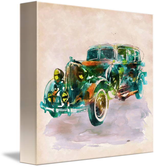 "vintage Car In Watercolor" By Marian Voicu, - Vintage Car Transparent PNG - 606x650 - Free Download on - Car Transparent PNG Free Download