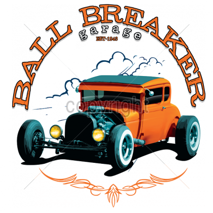 1943 Hot Rod Car T Shirt Ball Breaker Garage Established - T-shirt Hot Rod Garage Speed Shop Vintage Car 1046 - Free Transparent PNG Clipart Images Download. - Car Transparent PNG Free Download