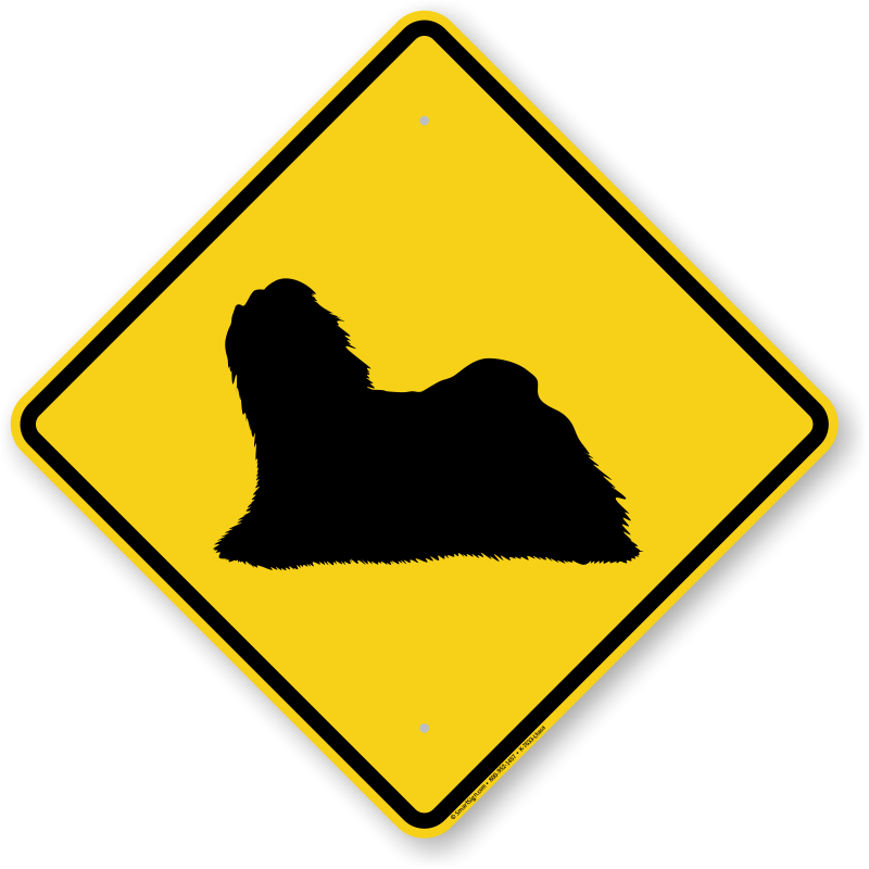 Lhasa Apso Dog Symbol Crossing Sign - Road Sign With Car - Free Transparent PNG Clipart Images Download. - Car Transparent PNG Free Download