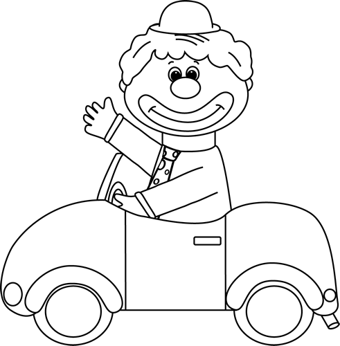Clownfish Clip Art Black And White - Black And White Clown Car - Free Transparent PNG Clipart Images Download. - Car Transparent PNG Free Download