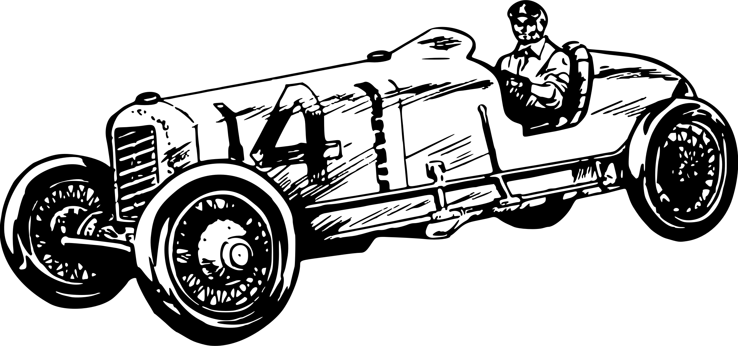 Vintage Race Car Clipart - Car Racing Black And White Vintage - Free Transparent PNG Clipart Images Download. - Car Transparent PNG Free Download