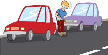 Cartoon Of Boy Crossing Road From Between Two Parked - City Car - Free Transparent PNG Clipart Images Download. - Car Transparent PNG Free Download