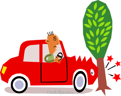 Carros Livre De Direitos Vetores Clip Art Ilustração - Car Crash Tree Cartoon - Free Transparent PNG Clipart Images Download. - Car Transparent PNG Free Download