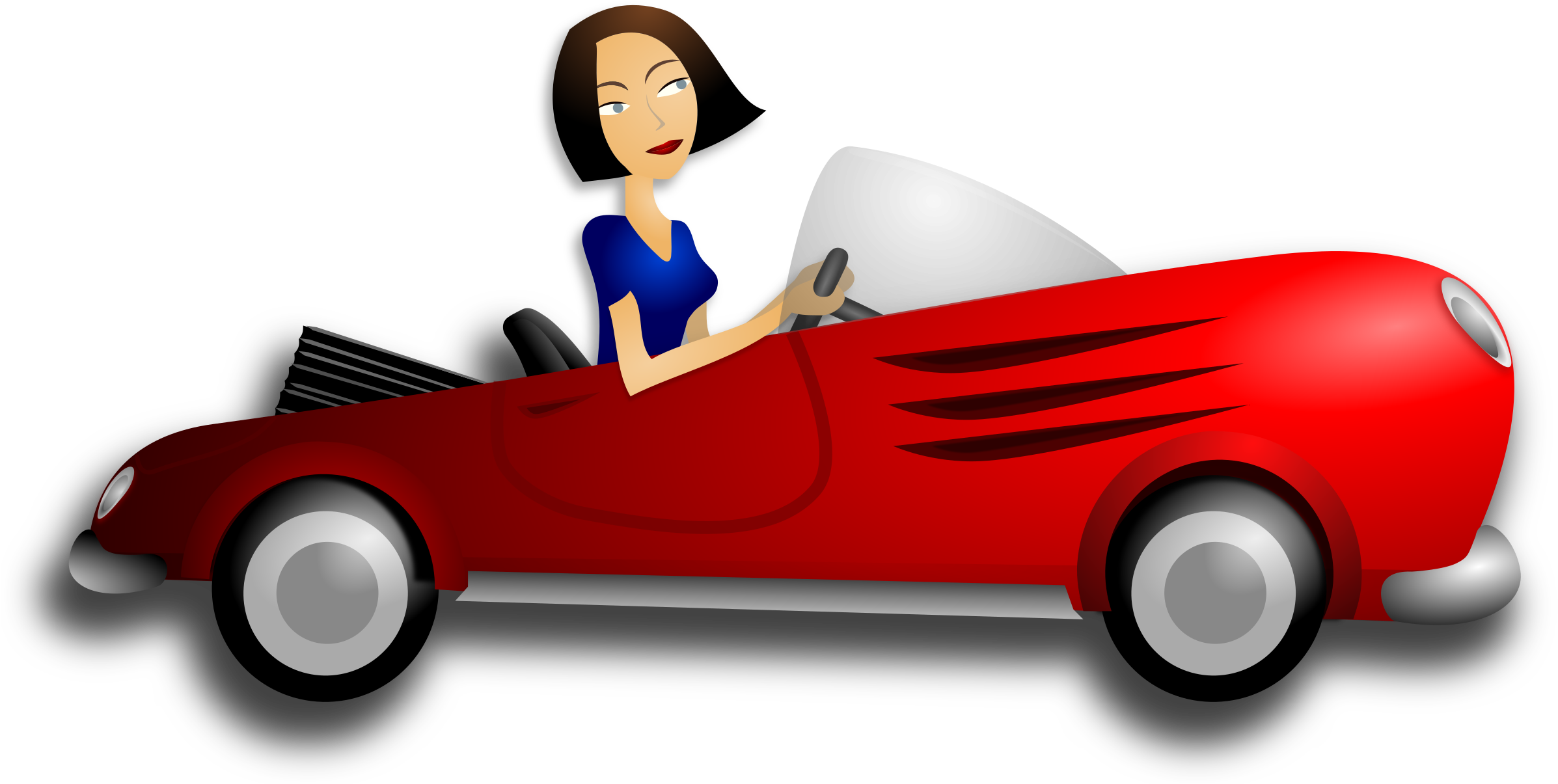 Brunette Female Driver - Woman Driving Car Cartoon - Free Transparent PNG Clipart Images Download. - Car Transparent PNG Free Download
