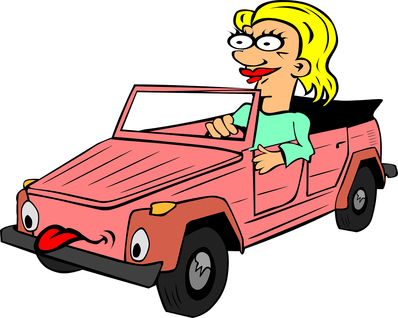 Girl Driving Cartoon Clip - Car Cartoon Png Transparent PNG - 600x480 - Free Download on - Car Transparent PNG Free Download