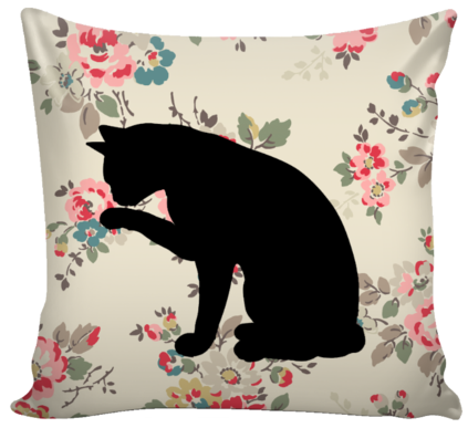 Floral Cats Square Pillow Cover "watercolor Flowers" - T Shirt Transparent PNG - 480x480 - Free Download on - Cat Transparent PNG Free Download