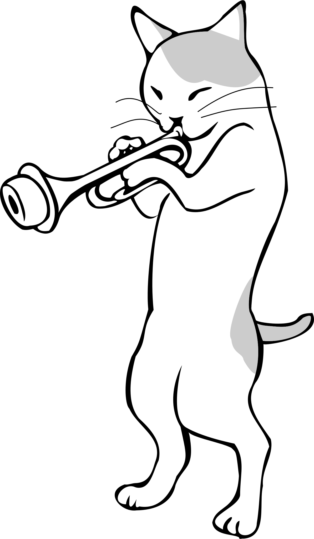Free Images 2018 Trumpet Clipart Black And White - Trumpet Cat - Free Transparent PNG Clipart Images Download. - Cat Transparent PNG Free Download