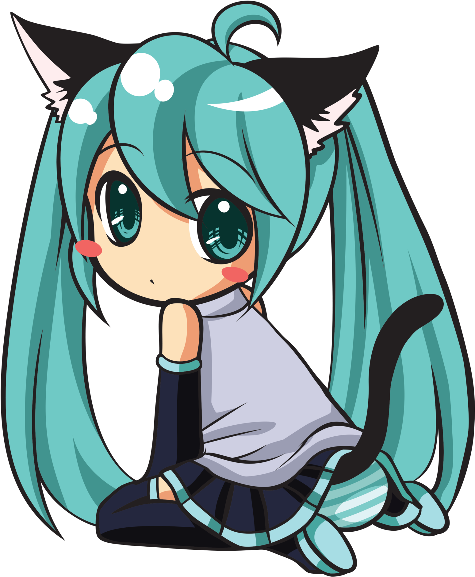 Hatsune Miku Chibi Vector By Katsaysmeh Hatsune Miku - Anime Cat Girl Chibi - Free Transparent PNG Clipart Images Download. - Cat Transparent PNG Free Download