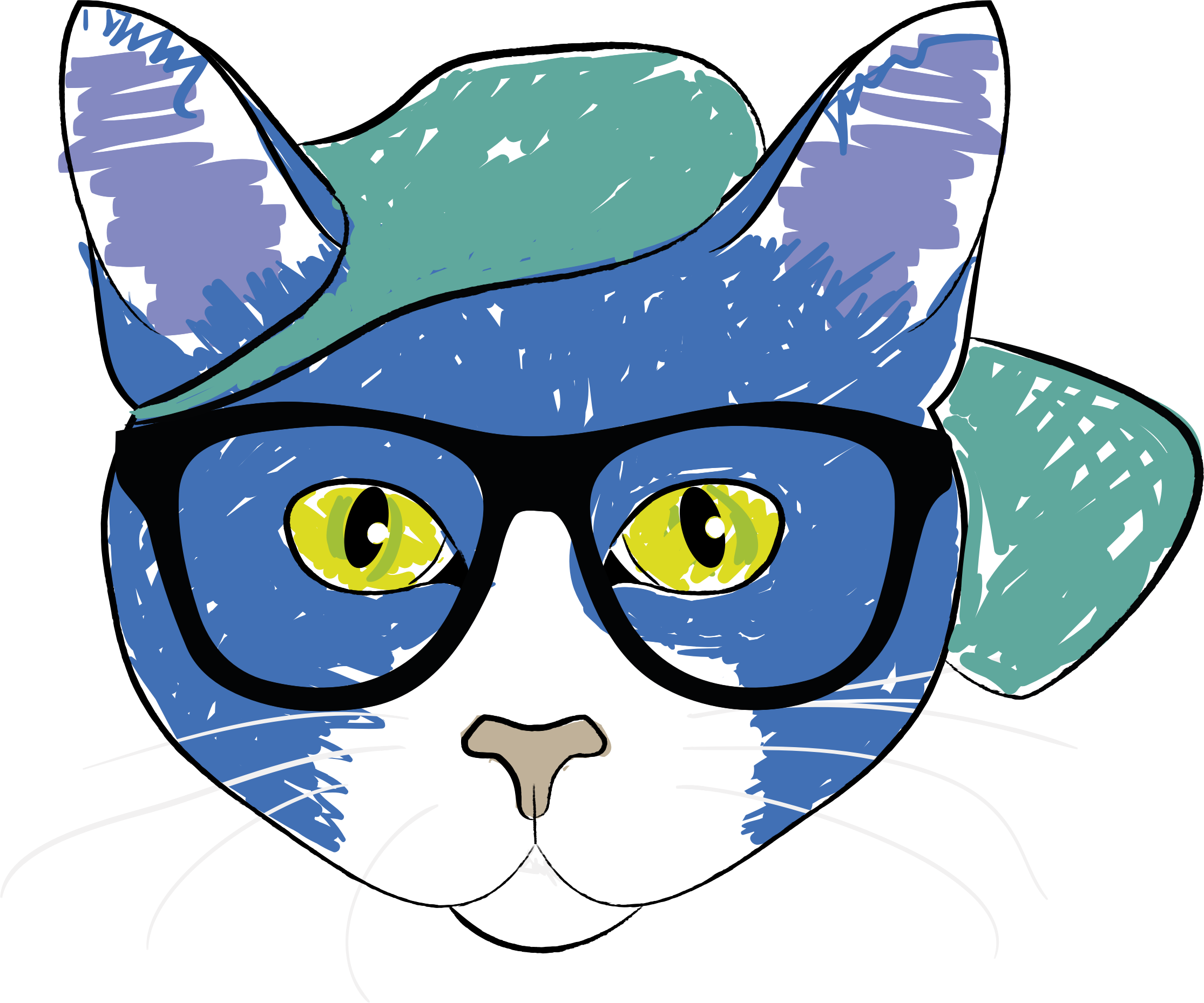 This Free Icons Png Design Of Cat Wearing Glasses Transparent PNG - 2230x1858 - Free Download on - Cat Transparent PNG Free Download
