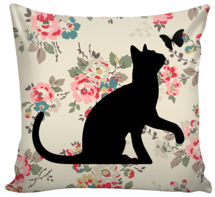 Floral Cats Square Pillow Cover "watercolor Flowers" - Home Is Where My Cat Is Throw Blanket Transparent PNG - 480x480 - Free Download on - Cat Transparent PNG Free Download