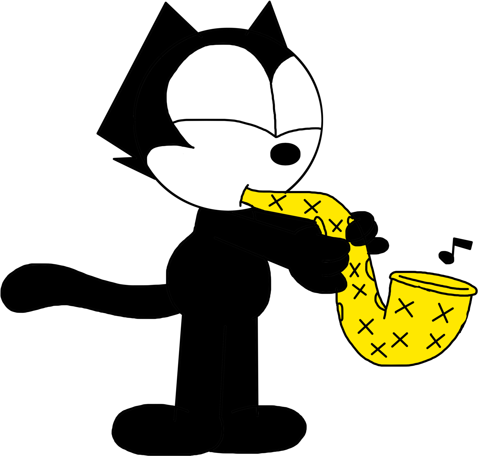 Felix Playing Saxophone By Marcospower1996 Felix Playing - Felix The Cat Saxophone - Free Transparent PNG Clipart Images Download. - Cat Transparent PNG Free Download