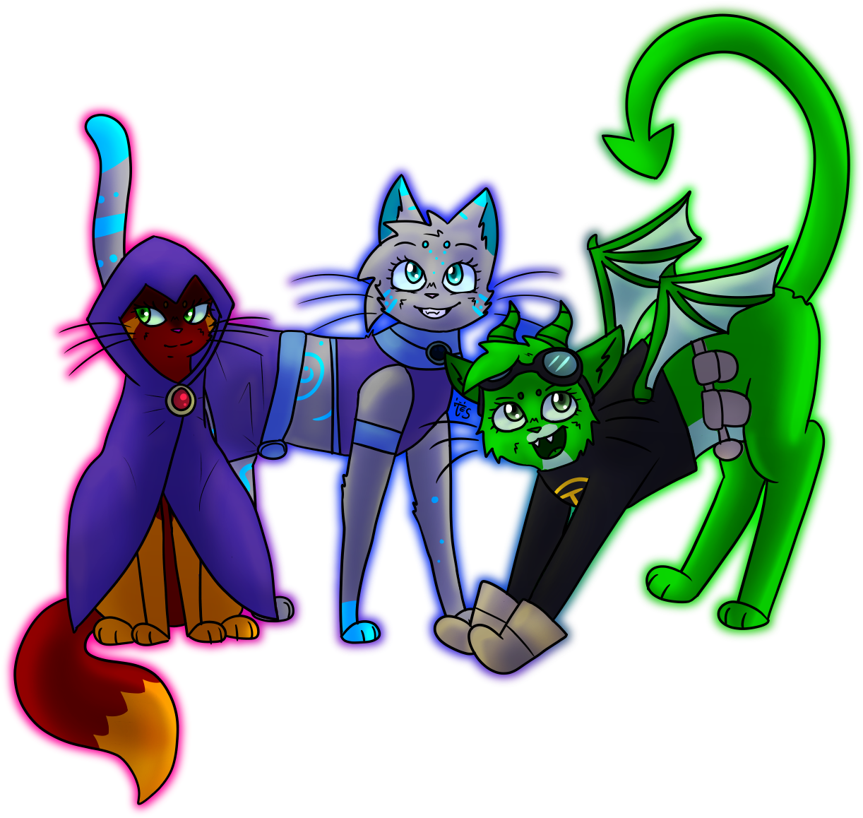 Teen Titan Cats By Tesartist Teen Titan Cats By Tesartist - Teen Titans As Cats - Free Transparent PNG Clipart Images Download. - Cat Transparent PNG Free Download