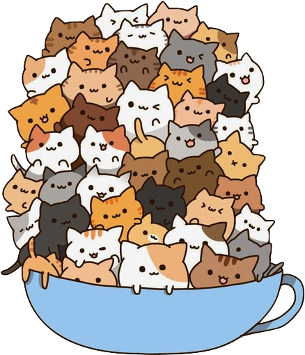 Cat Colors In Japanese - Kawaii Cats In A Cup - Free Transparent PNG Clipart Images Download. - Cat Transparent PNG Free Download