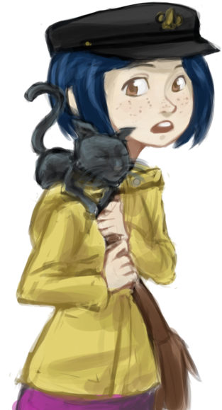 Black Cat, Cat, And Coraline Image - Coraline Jones Art Transparent PNG - 500x583 - Free Download on - Cat Transparent PNG Free Download