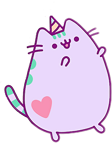 Kawaii Pusheen Cat Lila Party Heart Tumblr - Purple Pusheen Transparent Transparent PNG - 388x494 - Free Download on - Cat Transparent PNG Free Download