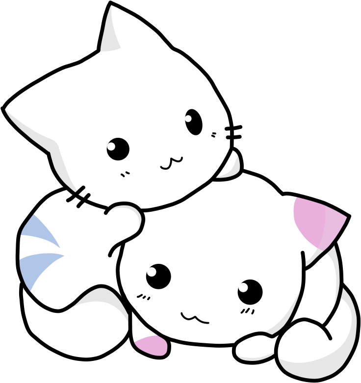Cuddling, Cat, Kitten Feline, Cute, Adorable - Cute Cartoon Cat Drawing - Free Transparent PNG Clipart Images Download. - Cat Transparent PNG Free Download