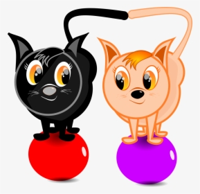 Ball Cartoon Cat Free Picture - Cat With A Ball Cartoon, HD Png Download - Cat Transparent PNG Free Download