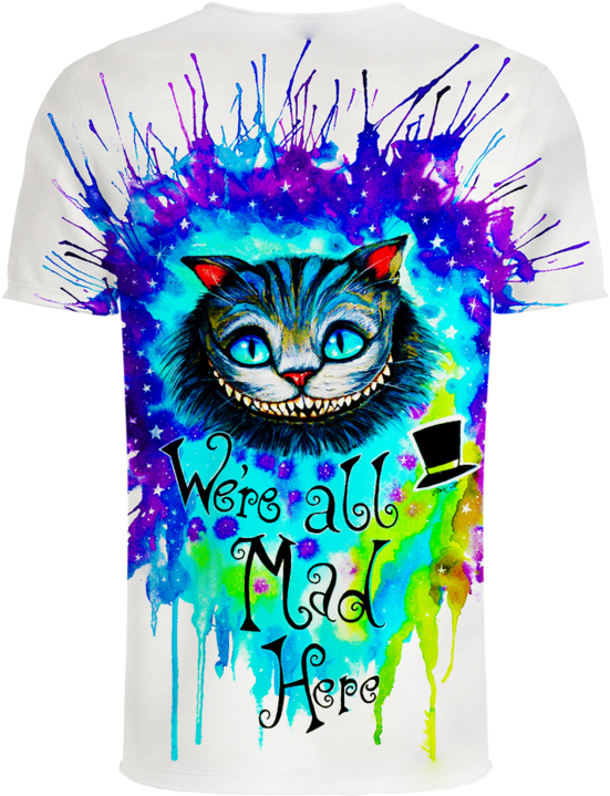 Cheshire Cat Alice In Wonderland 3d T-shirt - We Re All Mad Here Watercolor Transparent PNG - 760x759 - Free Download on - Cat Transparent PNG Free Download