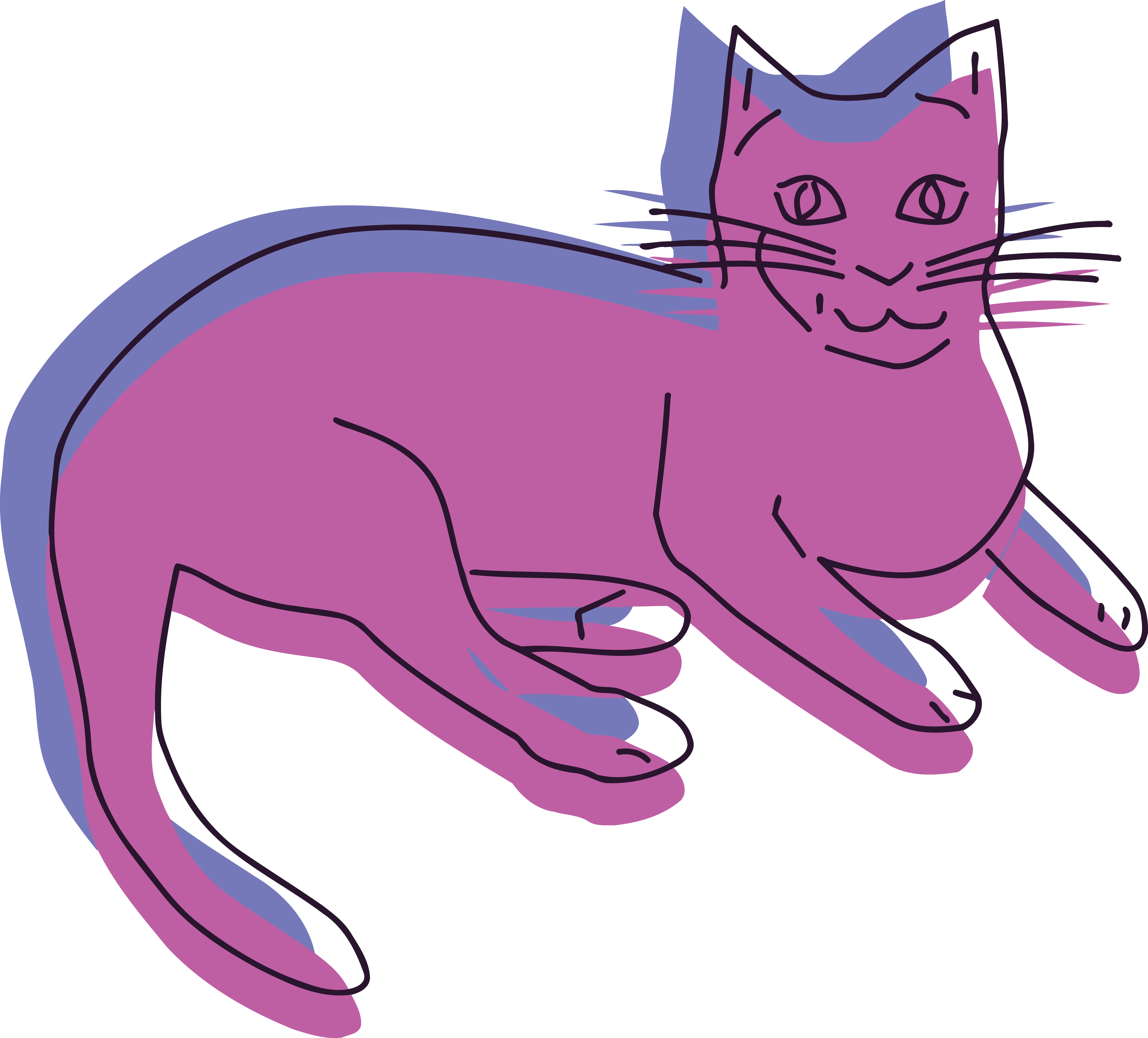 Free Clipart Of A Purple Cat - Purple Cat Png - Free Transparent PNG Clipart Images Download. - Cat Transparent PNG Free Download