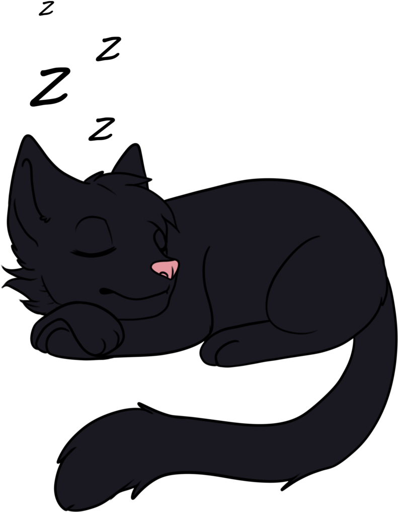 Thefrizzykitten Sleepy Cat Redbubble Design By Thefrizzykitten - Black Cat Sleeping Cartoon - Free Transparent PNG Clipart Images Download. - Cat Transparent PNG Free Download