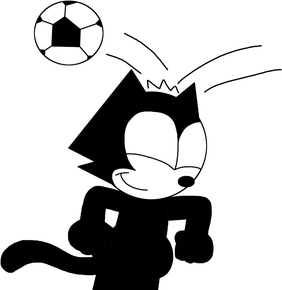Marcospower1996 Felix Hits Soccer Ball With His Head - Felix The Cat Soccer - Free Transparent PNG Clipart Images Download. - Cat Transparent PNG Free Download