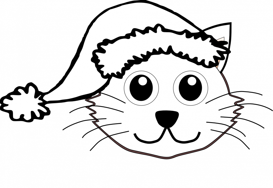 Santa Claus And Presents Printable Coloring Pages Christmas - Christmas Cat Colouring Pages - Free Transparent PNG Clipart Images Download. - Cat Transparent PNG Free Download
