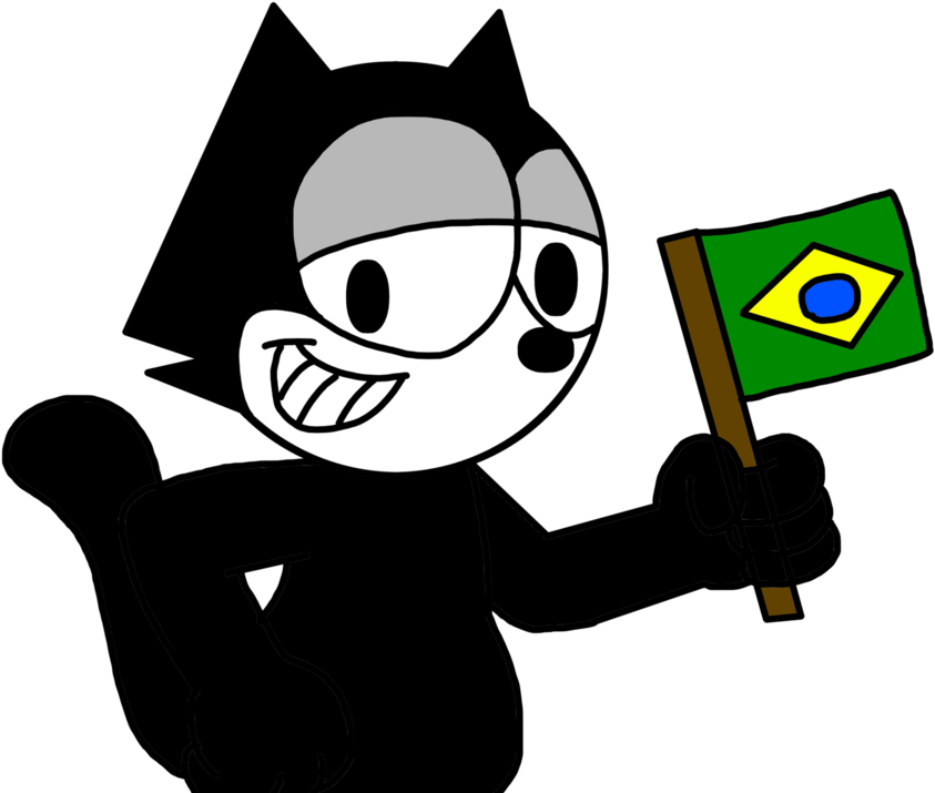 Felix The Cat With Brazilian Flag By Marcospower1996 - Felix The Cat - Free Transparent PNG Clipart Images Download. - Cat Transparent PNG Free Download