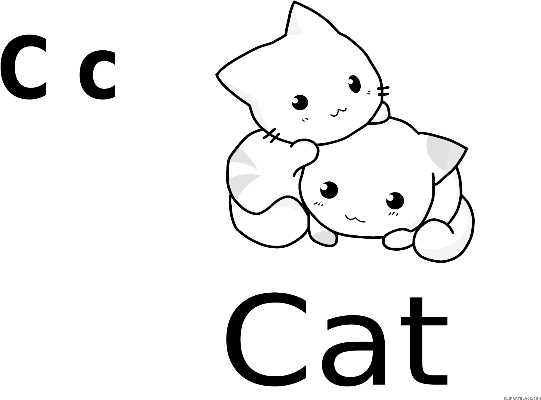White Cat Animal Free Black White Clipart Images Clipartblack - Cute Cartoon Cat Drawing - Free Transparent PNG Clipart Images Download. - Cat Transparent PNG Free Download