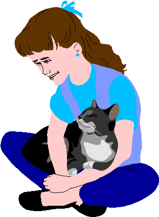 Cat Attachment Cartoon Of Seated Girl Holding Her Cat - Girl And A Cat Cartoon - Free Transparent PNG Clipart Images Download. - Cat Transparent PNG Free Download